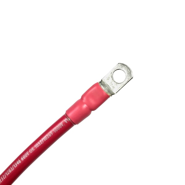 Marine Battery Cable, 4 AWG Gauge, Tinned Copper w/ Red PVC, 120" Length, 3/8" Lugs